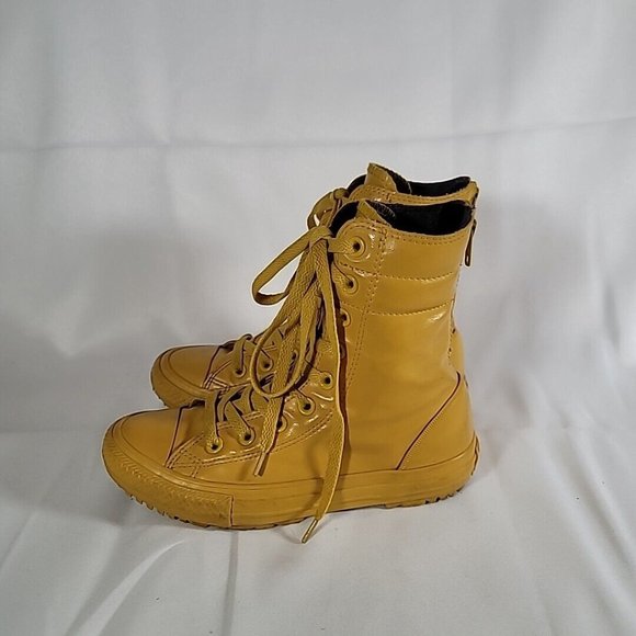 Converse Chuck Taylor Hi-Rise Boot Rubber Yellow Rear Zip 549589C Size W 5.5 - Picture 7 of 12
